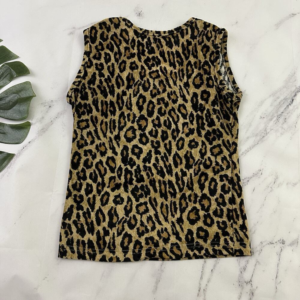 Mad People Womens Vintage Y2k Baby Tank Top Size M Leopard Velvet Animal - Picture 6 of 8